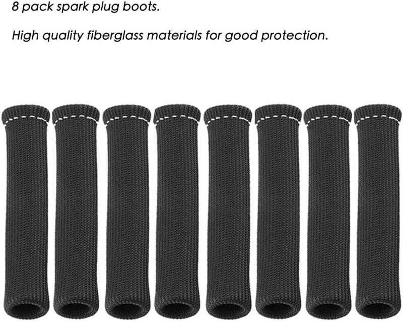 Ummickl Store Spark Plug Wire Heat Shield 8pcs 2500° Spark Plug Heat Shield Sleeve Spark Plug Boot Protector Spark Plug Covers For LS1/LS2 (Black) - Image 4
